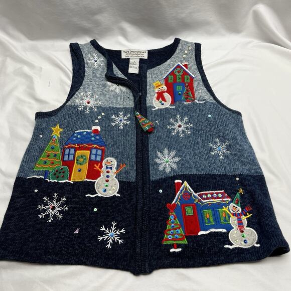 Vintage Tiara International Christmas Collection Sweater Vest Size Large Snowman - Picture 3 of 7